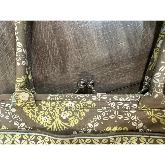 Vera Bradley Alice Sitting In A Tree Bag Blue Birds Green Brown Kiss Lock Purse - Picture 7 of 14